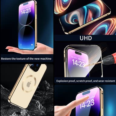 Kaksipuolinen solki HD-puhelinkotelo linssisuojalla Yhteensopiva iPhonen kanssa Hopea iPhone 14 Pro Max