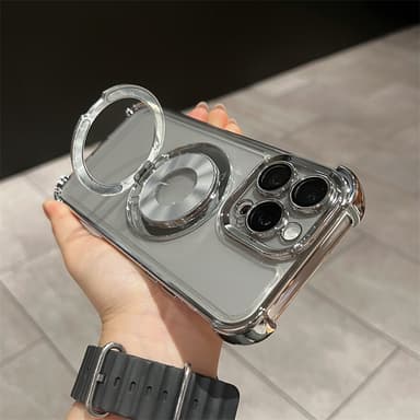 Neljän kulman putoamisenestokotelo pyörivällä jalustalla iPhonelle iPhone 15