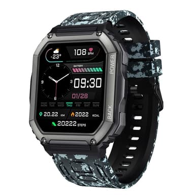 Ranneke Garmin Fenix ​​7 / 7 Pro / 6 / 5 22 mm silikonille - Naamiointi musta