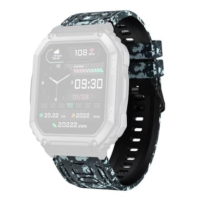 Ranneke Garmin Fenix ​​7 / 7 Pro / 6 / 5 22 mm silikonille - Naamiointi musta