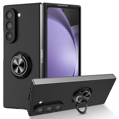 Samsung Galaxy Z Fold6 5G Iskunkestävä TPU+PC Kickstand Puhelinkotelo Autoteline Metallilevy - Musta