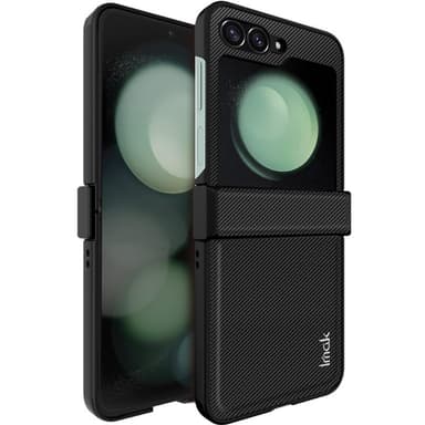 IMAK Ruiyi Series Samsung Galaxy Z Flip6 5G Kotelo Nahkaa + PC Carbon Fiber -tekstuurilla