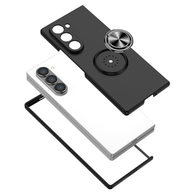 Samsung Galaxy Z Fold6 5G Iskunkestävä TPU+PC Kickstand Puhelinkotelo Autoteline Metallilevy - Musta