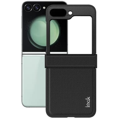 IMAK Ruiyi Series Samsung Galaxy Z Flip6 5G Kotelo Nahkaa + PC Carbon Fiber -tekstuurilla