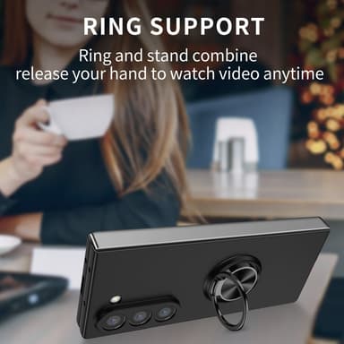 Samsung Galaxy Z Fold6 5G Iskunkestävä TPU+PC Kickstand Puhelinkotelo Autoteline Metallilevy - Musta