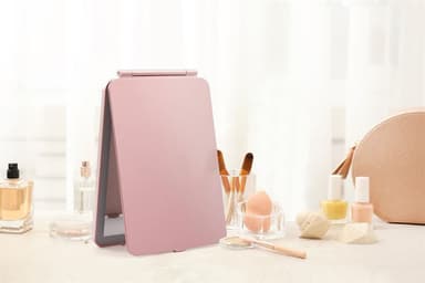 UNIQ Taitettava Ladattava LED-peili – Vanity Matkapeili - Vaaleanpunainen