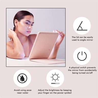 UNIQ Taitettava Ladattava LED-peili – Vanity Matkapeili - Vaaleanpunainen