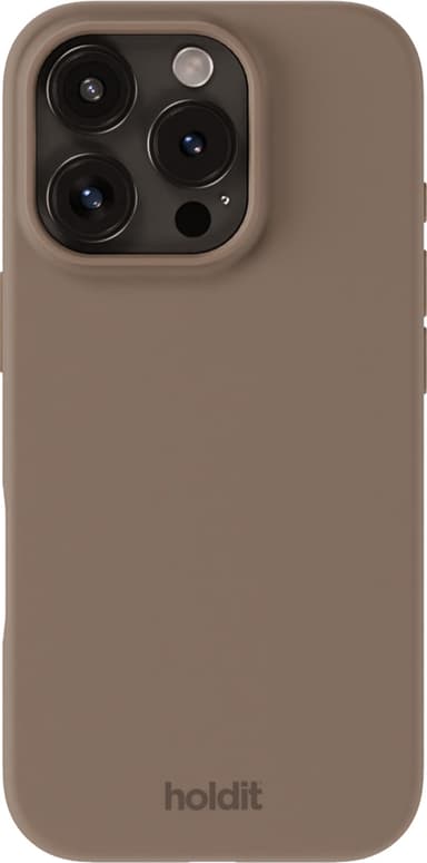 Holdit Silicone iPhone 16 Pro Max suojakuori (mokkaruskea)