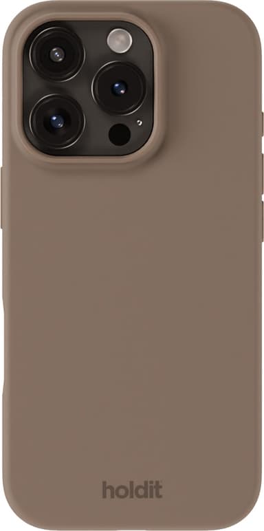 Holdit Silicone iPhone 16 Pro suojakuori (mokkaruskea)