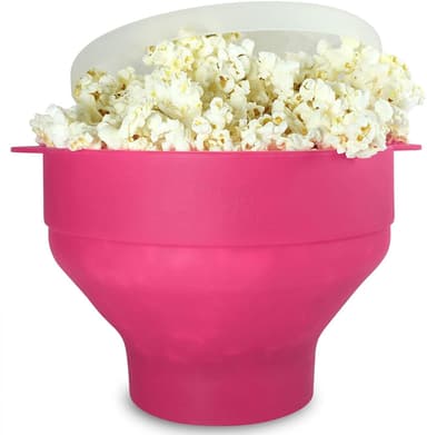 Popcorn kulho silikoni taitettava Vaaleanpunainen
