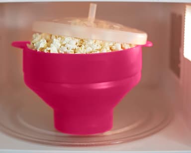 Popcorn kulho silikoni taitettava Vaaleanpunainen