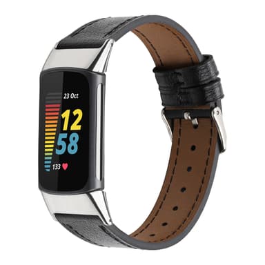 Fitbit Charge 5 ranneke, nahkainen musta