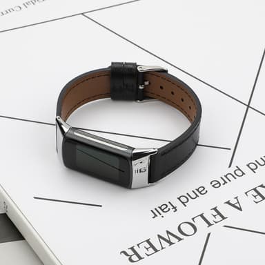 Fitbit Charge 5 ranneke, nahkainen musta
