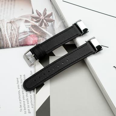 Fitbit Charge 5 ranneke, nahkainen musta