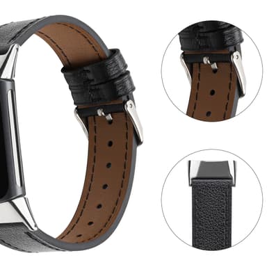 Fitbit Charge 5 ranneke, nahkainen musta