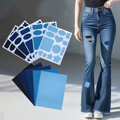Korjauspaikat, farkkuvaatteisiin itseliimautuvat farkkupaikat 10 kpl Denim sininen
