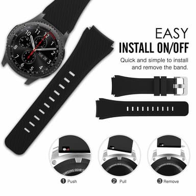 Samsung Gear S3 Frontier / Classic ranneke Musta