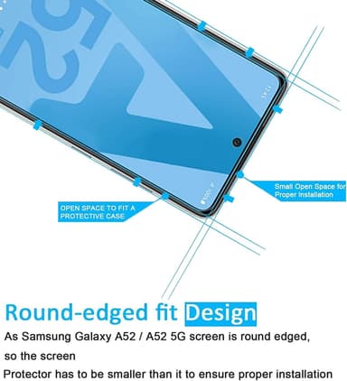 Näytönsuoja Samsung Galaxy A52/A52 5G/A52S 5G karkaistu lasi 2 kpl