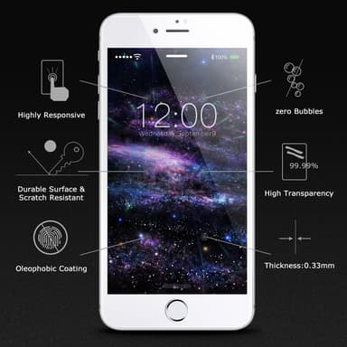 iPhone 8 Plus koko ruudun peittävä 3D-näytönsuoja karkaistua lasia - Valkoinen