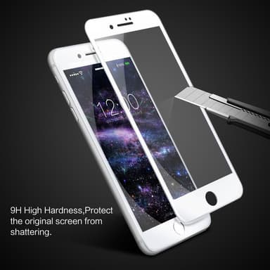 iPhone 8 Plus koko ruudun peittävä 3D-näytönsuoja karkaistua lasia - Valkoinen