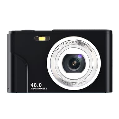 Digikamera 48 MP, HD 1080p ja 16x zoom kortilla Musta