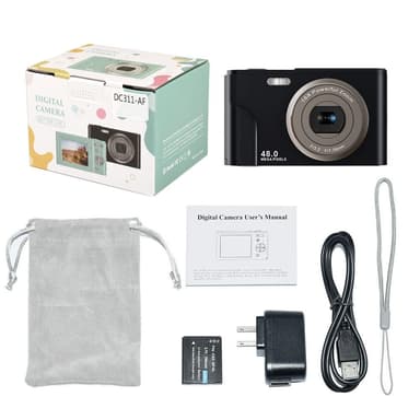 Digikamera 48 MP, HD 1080p ja 16x zoom kortilla Musta