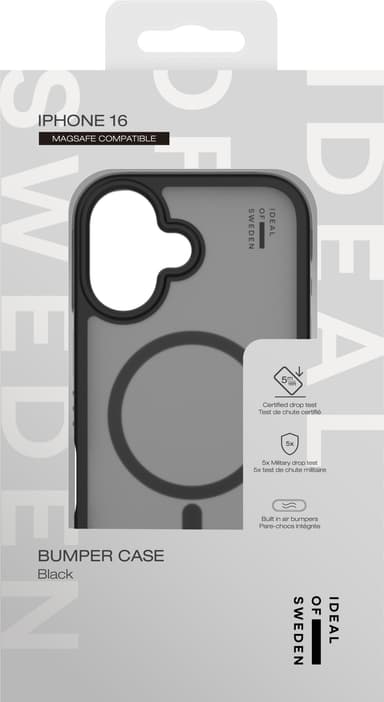 iDeal of Sweden Bumper iPhone 16 suojakuori (musta)