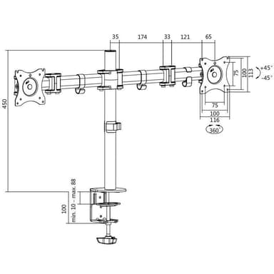LogiLink Monitorarm dubbel 13-27"" 428mm (BP0022)
