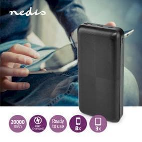Nedis Virtapankki | 20000 mAh | 1.5 / 2.0 / 3.0 A | Lähtöliitäntöjen määrä: 2 | Lähtöliitäntä: 1x USB-A / 1x USB-C™ | Sisääntulon liitäntä: 1x Micro USB / 1x USB-C™ | PD2.0 18W | Litium-Polymeeri