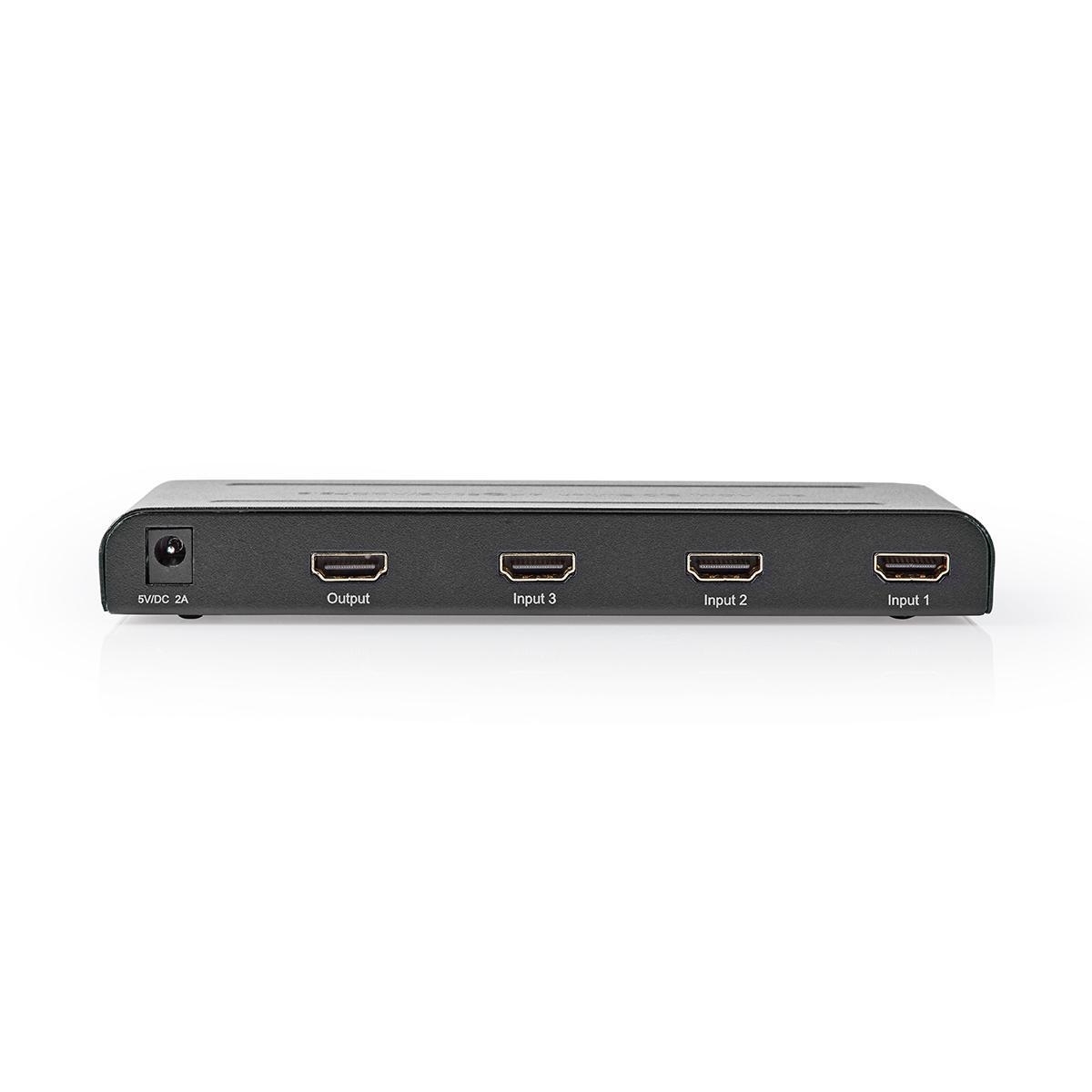 Nedis HDMI ™ Kytkin | 3-Porttinen port(s) | 3x HDMI™ tuloliitäntä | 1x HDMI™ lähtö | 4K@60Hz | 18 Gbps | Kauko-ohjattu | Metalli | Antrasiitti