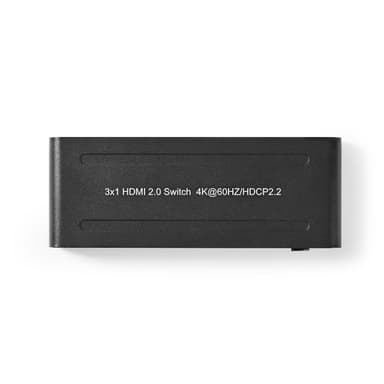 Nedis HDMI ™ Kytkin | 3-Porttinen port(s) | 3x HDMI™ tuloliitäntä | 1x HDMI™ lähtö | 4K@60Hz | 18 Gbps | Kauko-ohjattu | Metalli | Antrasiitti