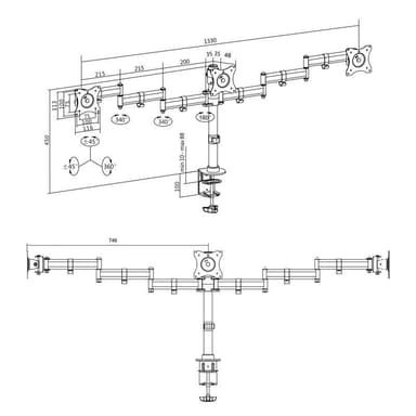 LogiLink Monitorarm trippel 13-27