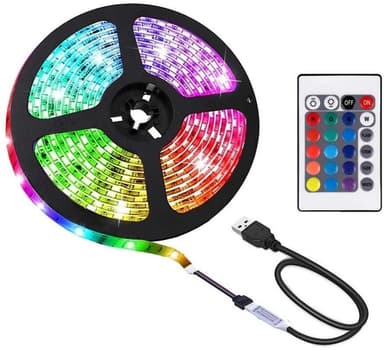 LED-nauha, RGB kaukosäätimellä ja USB:llä - 3 metriä