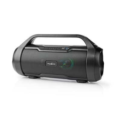 Nedis Bluetooth® Party Boombox | 6 tuntia | 2.0 | 120 W | Median toisto: AUX / Micro SD / USB | IPX5 | Linkitettävä | Kantokahva | Juhlavalot | Musta