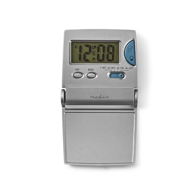 Nedis Digitaalinen Herätyskello | Taustavalaistu LCD näyttö | 1.7 cm | Taustavalo | Kokoontaitettava | Käyttötarkoitus: Matkailu | Torkkutoiminto | Kyllä | Hopea