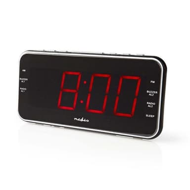Nedis Digitaalinen Kelloradio | LED-Näyttö | 1x 3.5 mm Audio tulo | Ajan heijastus | AM / FM | Torkkutoiminto | Uniajastus | Hälytysten lukumäärä: 2 | Musta
