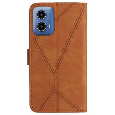 SKALO Motorola Moto G04 Kohokuvioitu PU Nahka Lompakkokotelo - Ruskea