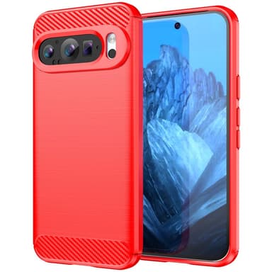 SKALO Google Pixel 9/9 Pro Armor Carbon Iskunkestävä TPU suojakuori - Punainen