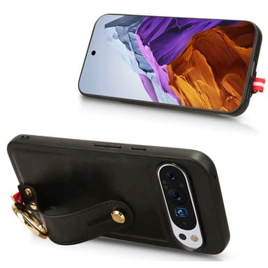 SKALO Google Pixel 9/9 Pro PU-nahkakuori käsivarsinauhalla - Musta