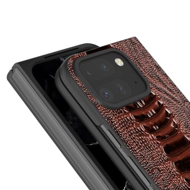 ABEEL Google Pixel 9 Pro Fold Crocodile Suojakuori - Ruskea