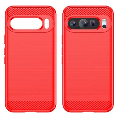 SKALO Google Pixel 9/9 Pro Armor Carbon Iskunkestävä TPU suojakuori - Punainen