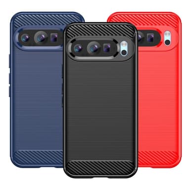 SKALO Google Pixel 9/9 Pro Armor Carbon Iskunkestävä TPU suojakuori - Punainen
