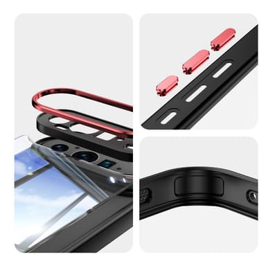 Google Pixel 9 Pro XL SKALO Silky Touch TPU + Akryyli Metallipainikkeet Suojakuori - Musta