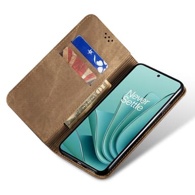 SKALO OnePlus Nord 4 Jeans Lompakkokotelo - Khaki