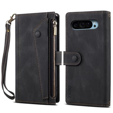 SKALO Google Pixel 9/9 Pro ESEBLE Big Wallet Lompakkokotelo - Musta