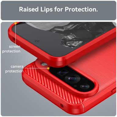 SKALO Google Pixel 9 Pro XL Armor Carbon Iskunkestävä TPU suojakuori - Punainen
