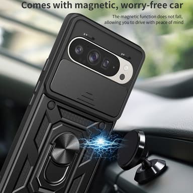 SKALO Google Pixel 9/9 Pro Armor hybridi metallirengas kameran liukusäädin - Musta