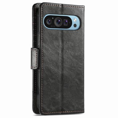 SKALO Google Pixel 9/9 Pro CASENEO 002 Series Premium PU-nahkalompakko - Musta