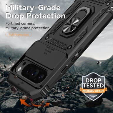 SKALO Google Pixel 9 Pro XL Armor hybridi metallirengas kameran liukusäädin - Musta