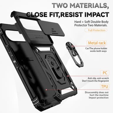 SKALO Google Pixel 9 Pro XL Armor hybridi metallirengas kameran liukusäädin - Musta